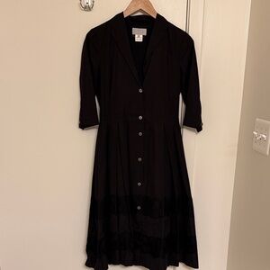 Elegant Vintage Barneys Black Button-Up Dress